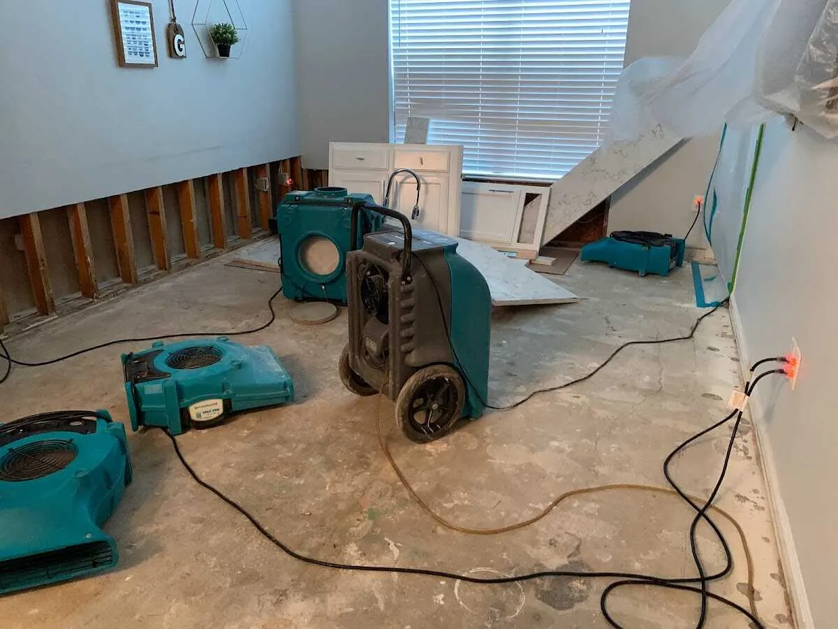 Dehumidifier in flood-cut room for Water Damage Restoration in Pelham Manor